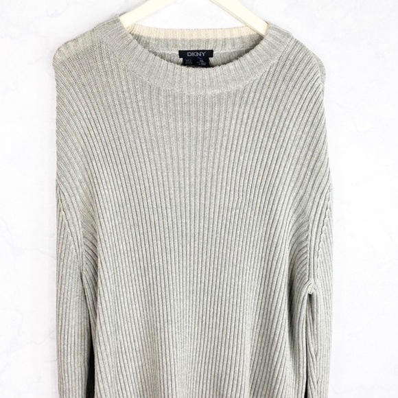 [DKNY] Men's Gray Ribbed Sweater - Picture 3 of 3